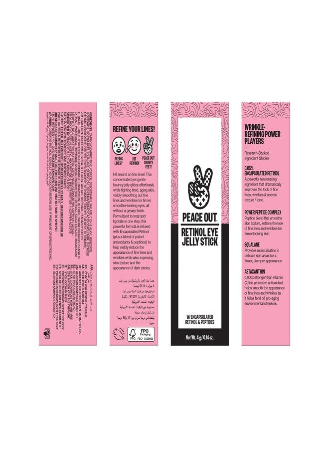PEACE OUT Retinol Eye Jelly Stick, Under Eye Treatment for Hydration, Fine Lines & Wrinkles, with Encapsulated Retinol, Peptides & Squalane for Smoother Looking Under Eyes, 0.14 oz - Image 2